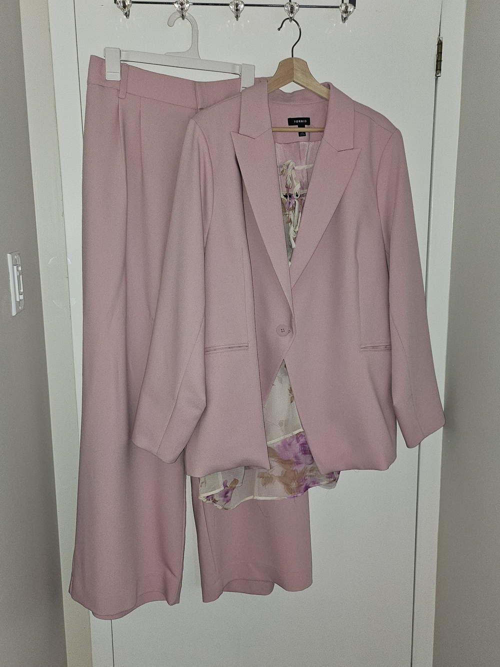 Torrid Dusty Rose Blazer & Wide-Leg Pants Set